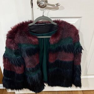 Sisley Burgundy and Black Teddy Jacket